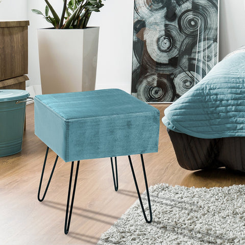 Velvet Footrest Stool (Square)