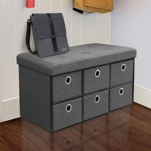 Collapsible Storage Bench Chest with Drawers