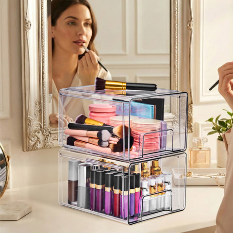 Stackable Storage Drawers Case with Handles