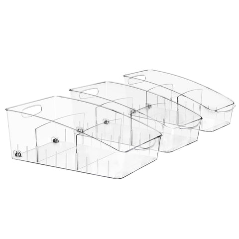 Curved Clear Organizing Bins on Wheels