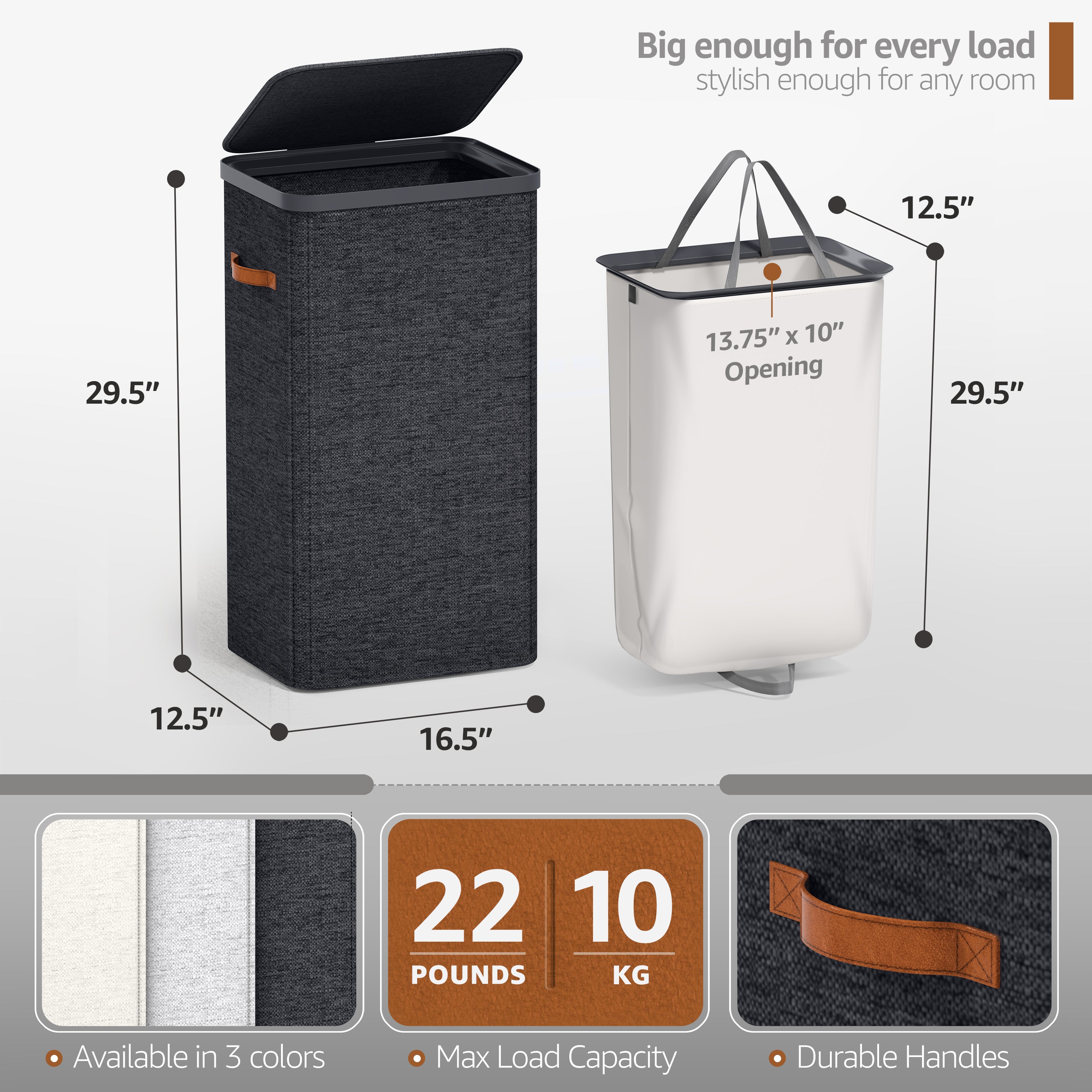 Collapsible Laundry Hamper with Lid - Sorbus Home