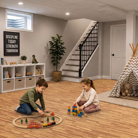 16 Tiles 64 Sq ft Wood Grain Foam Tiles