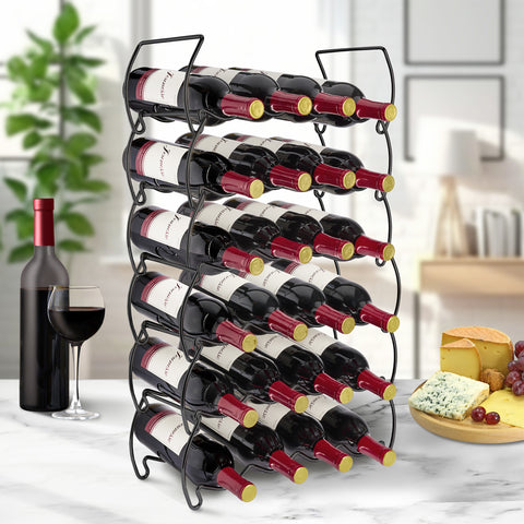 6-Tier Stackable and Detachable Wine Rack Holds 24 Bottles