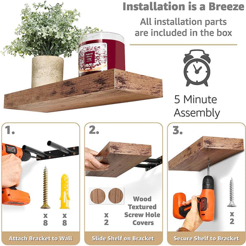 Rustic Floating Shelf (Set of 2)