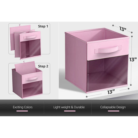 13" Large Cube Storage Bins with Window (6 Pack, Pastel)