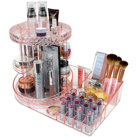 360Â° Makeup Organizer Carousel Tray Station