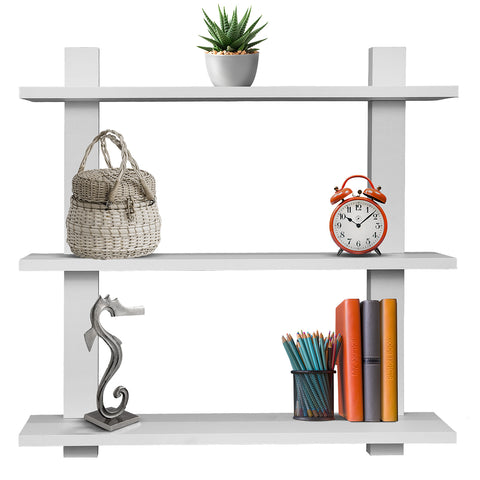 Asymmetric Wood Floating Shelf (3 Tier)