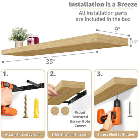 Long Floating Shelf (1-Piece)
