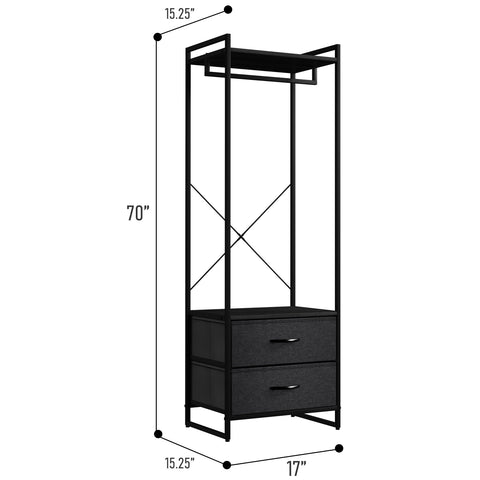 2 Drawer Tall Clothing Rack Storage