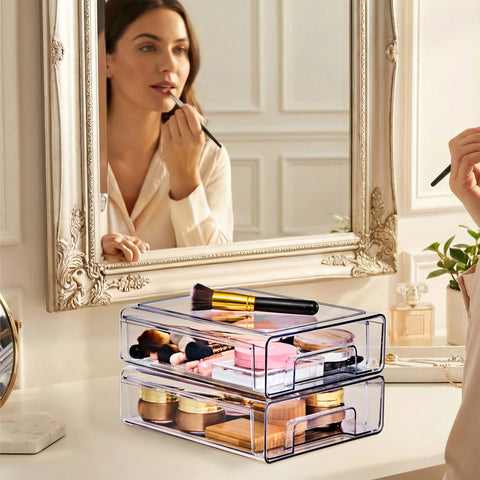 Stackable Storage Drawers Case with Handles