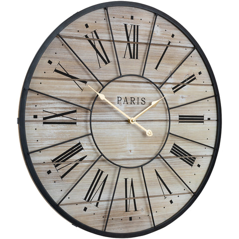 24" Paris Wood Wall Clock (Roman)