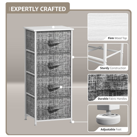 4 Drawer Vertical Short Nightstand