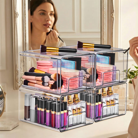 Stackable Storage Drawers Case with Handles