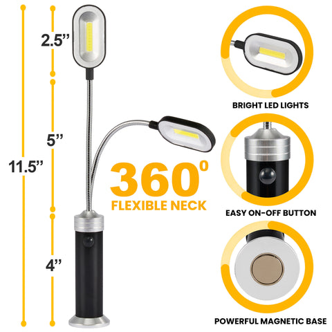 LED Magnetic Base light with gooseneck (Set of 2)