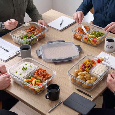5-Pack 3-Compartment Food Storage Containers with Lids