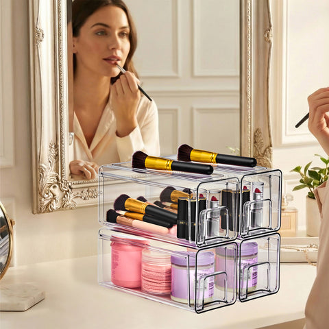 Stackable Storage Drawers Case with Handles