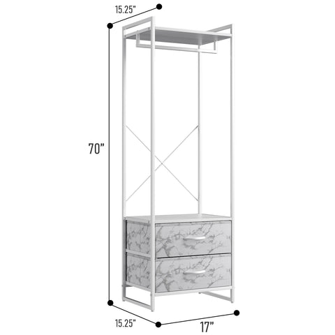 2 Drawer Tall Clothing Rack Storage