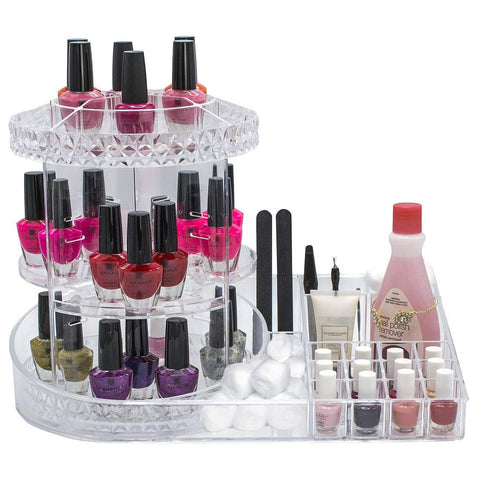 360Â° Makeup Organizer Carousel Tray Station