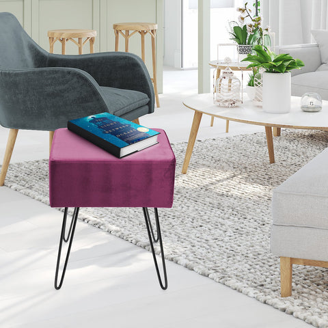 Velvet Footrest Stool (Square)