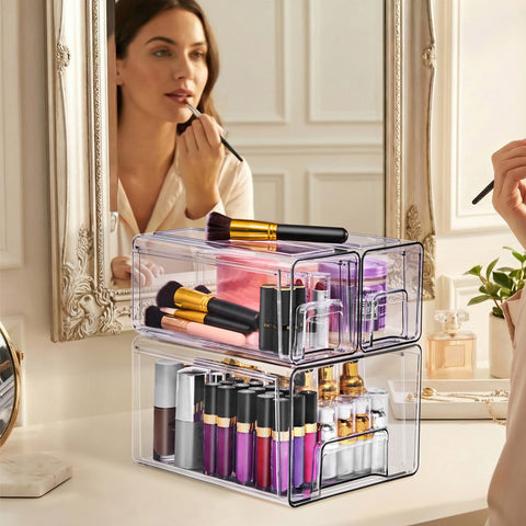 Clear Storage Drawers Case with Handles