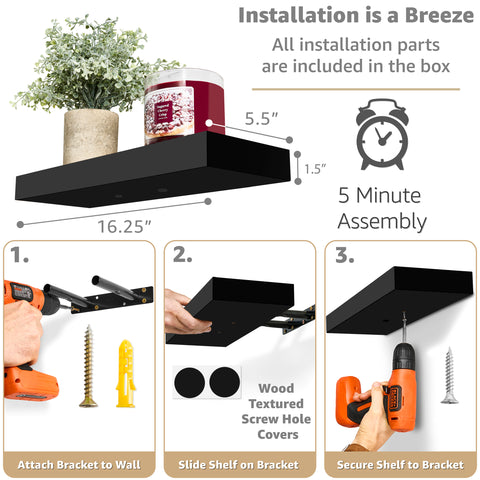 Wall Mounted Floating Shelf (1-Piece)