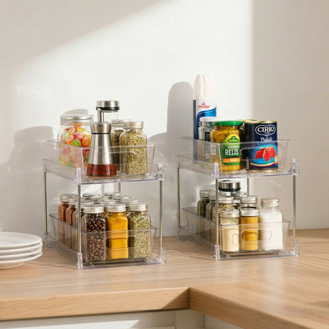 2-Tier Pull-Out Kitchen Organizers
