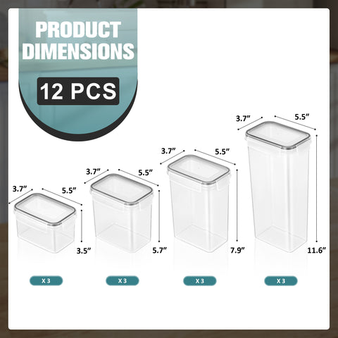 Airtight Tall And Tiny Food Storage Containers (12 Pack)