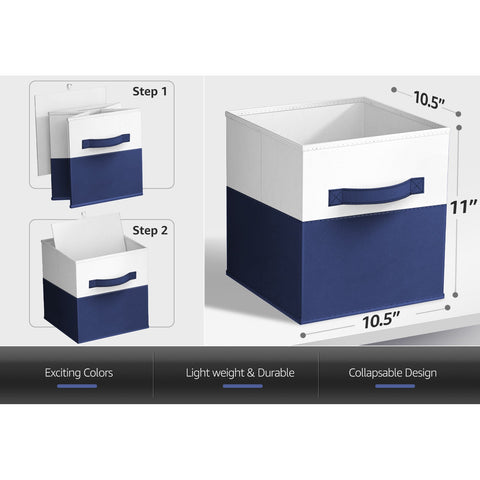 11" Cube Storage Fabric Bins (Two-Toned, 6 Pack)