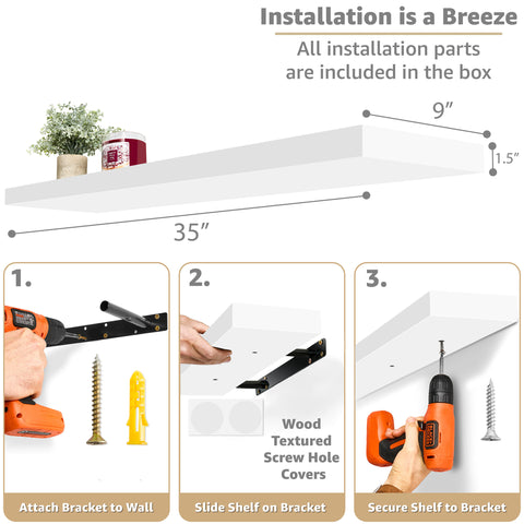 Long Floating Shelf (1-Piece)