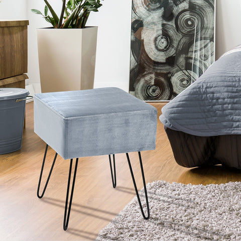 Velvet Footrest Stool (Square)