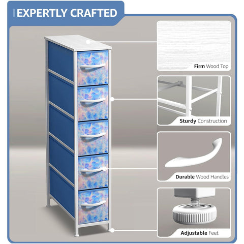5 Drawer Narrow Storage Tower