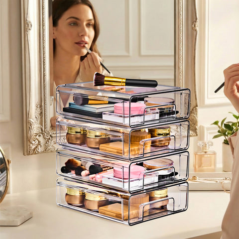 Stackable Storage Drawers Case with Handles