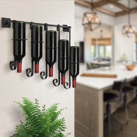 5 Bottle Wine Rack with Hanging Slats