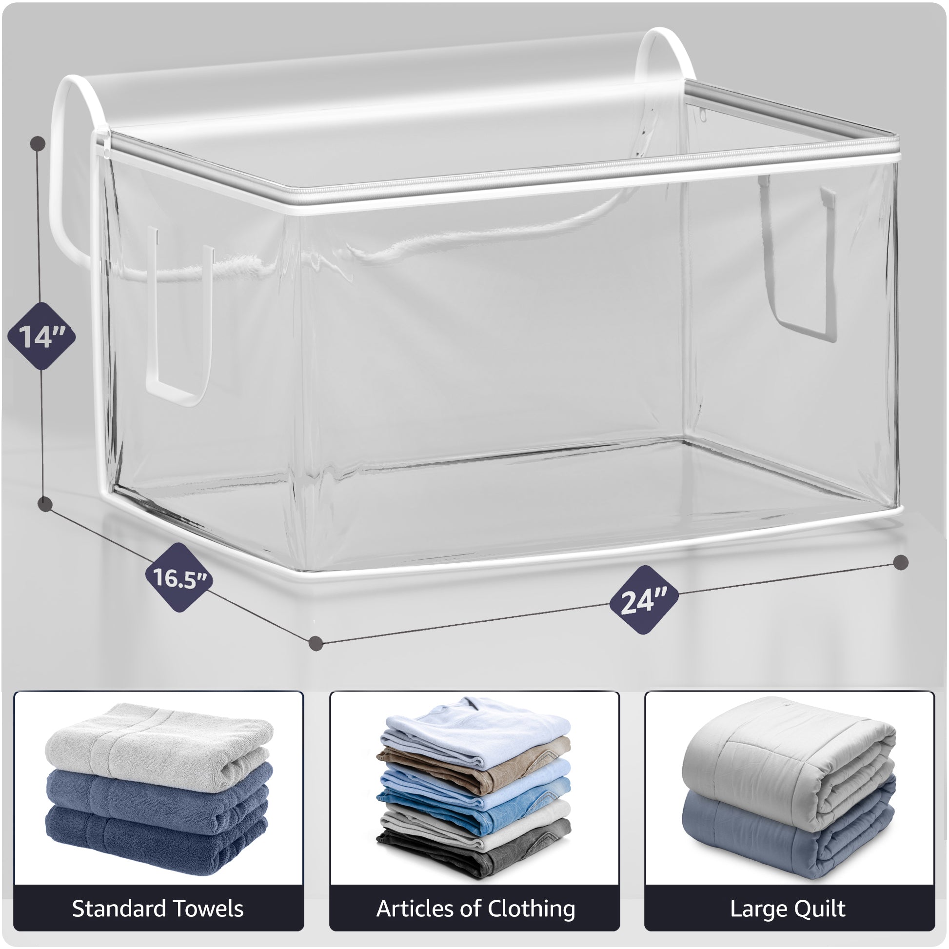 Foldable Large Plastic Bags with Zipper & Handles - Sorbus Home