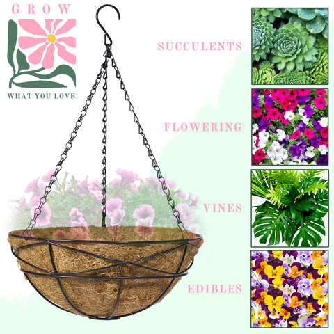 Hanging Planter Baskets w/Coco Liner (4 Pack)