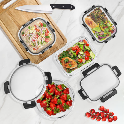 Airtight Glass Food Prep and Storage Container with Lid (Single)