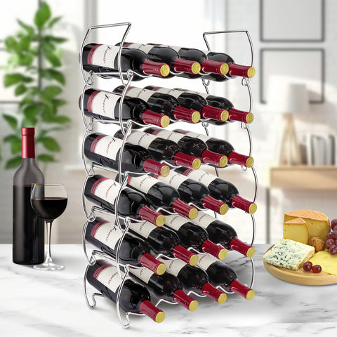 6-Tier Stackable and Detachable Wine Rack Holds 24 Bottles