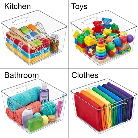 Clear Cube Storage Bins with Handles
