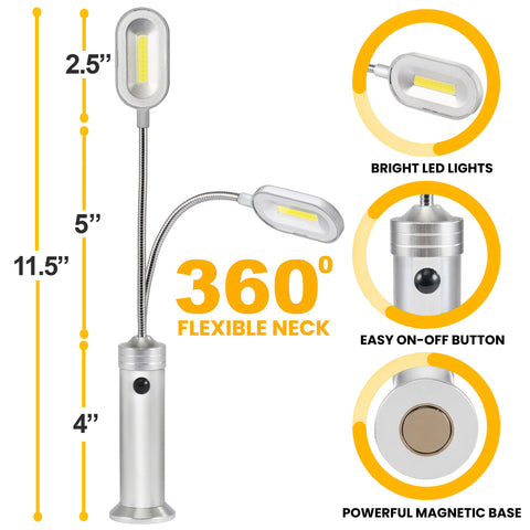 LED Magnetic Base light with gooseneck (Set of 2)
