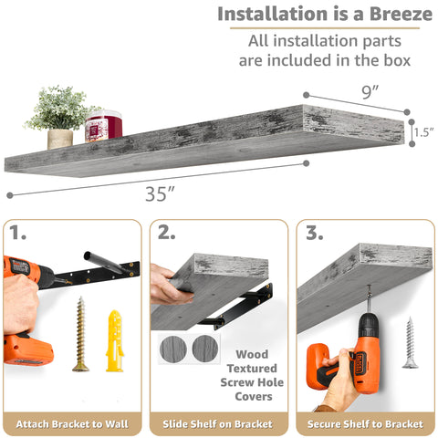 Long Floating Shelf (1-Piece)