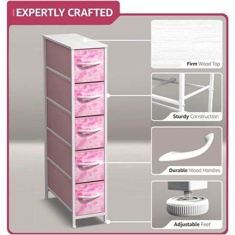 5 Drawer Narrow Storage Tower