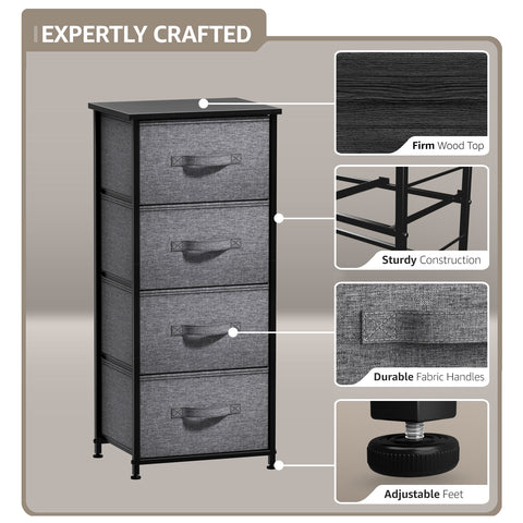 4 Drawer Vertical Short Nightstand