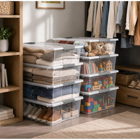 Underbed Bins with Lids (Set of 8)