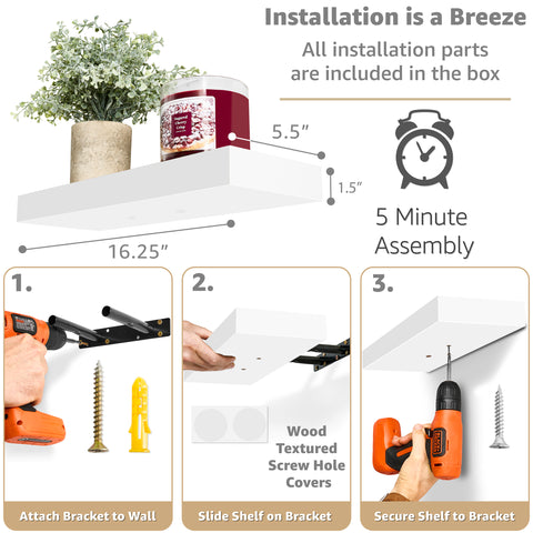 Wall Mounted Floating Shelf (1-Piece)