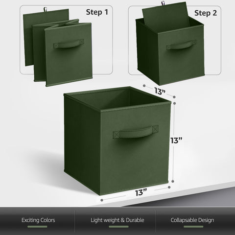 13" Large Cube Storage Bins (6 Pack Solid)