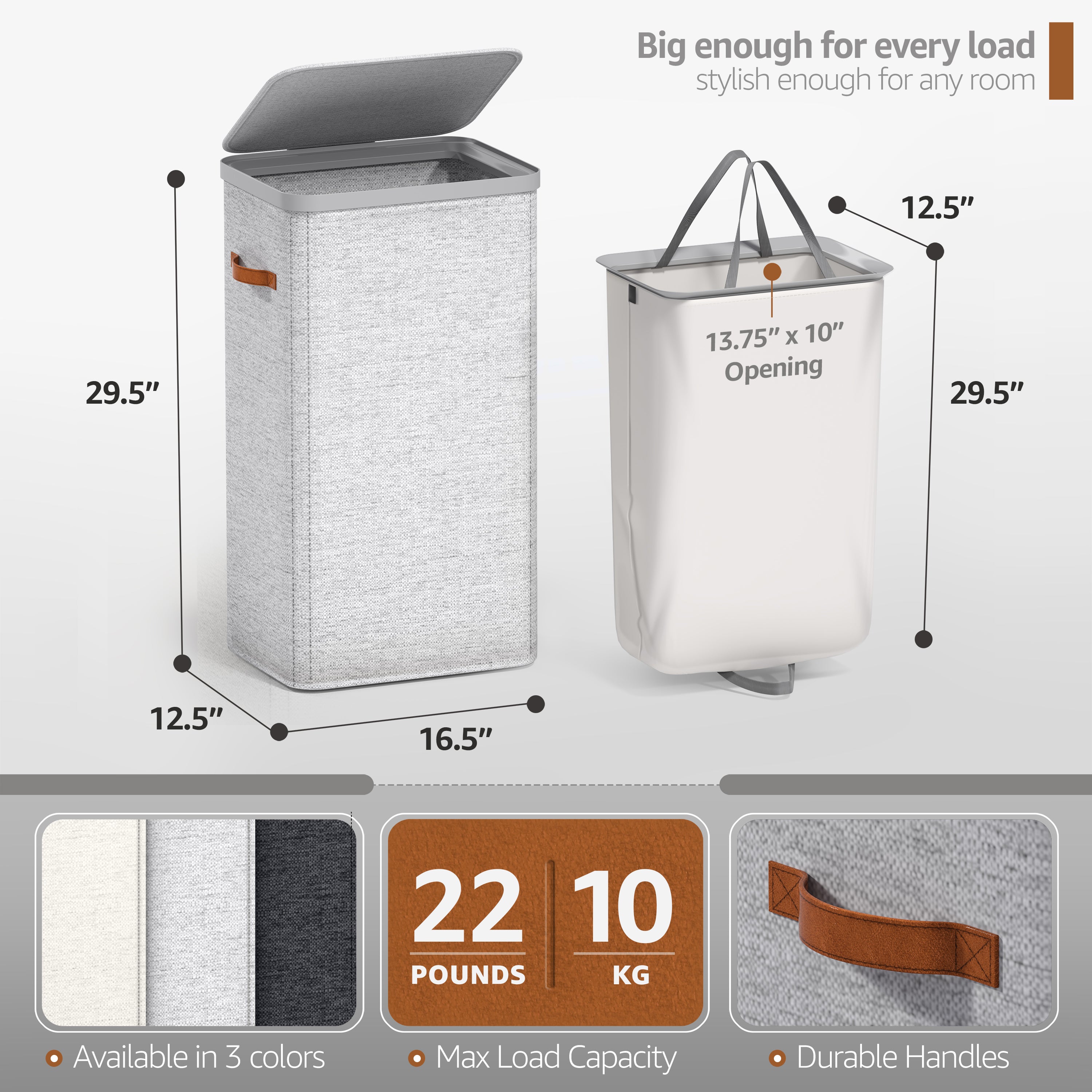 Collapsible Laundry Hamper with Lid - Sorbus Home