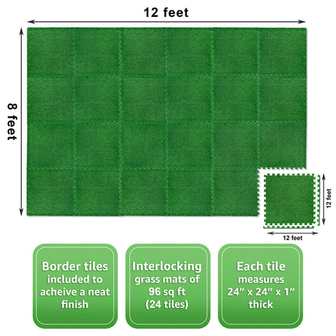 Floor Grass Mat Interlocking Set (24 Pc)