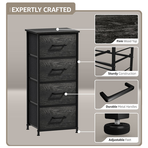 4 Drawer Vertical Short Nightstand