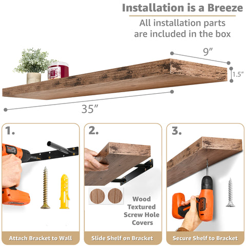Long Floating Shelf (1-Piece)