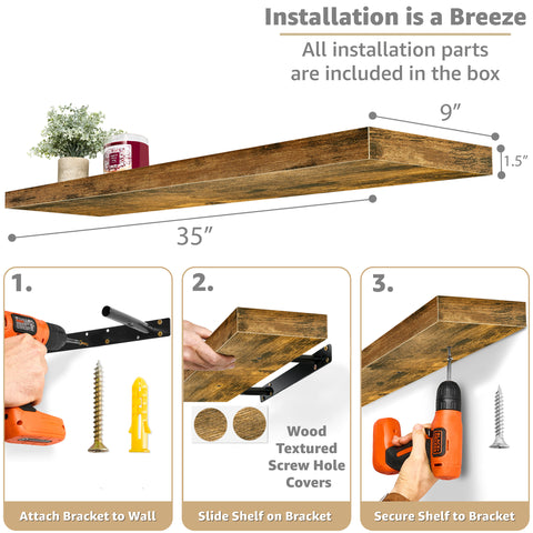 Long Floating Shelf (1-Piece)